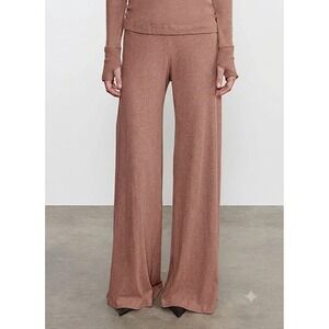 ENZA COSTA Cashmere Bias Pants Women Medium Sepia Brown Wide Leg NEW